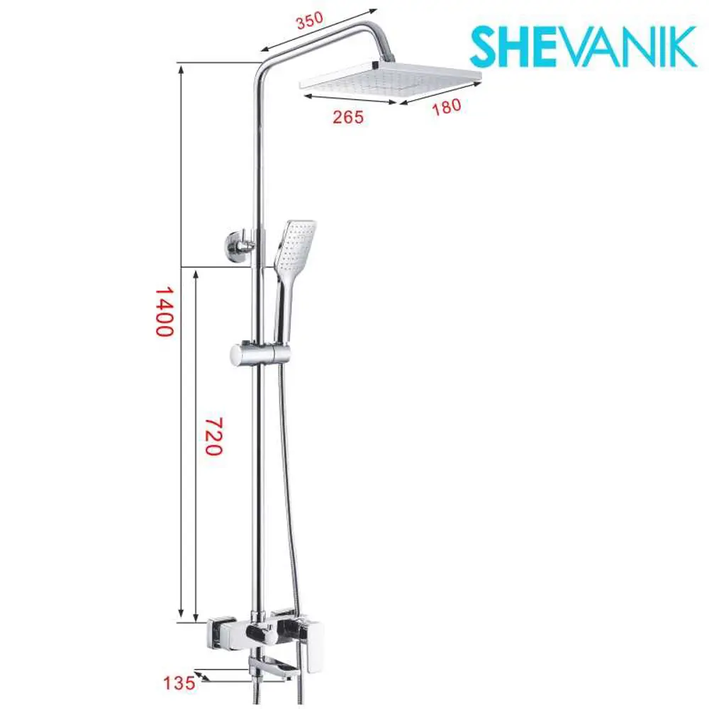 Фото 2 Душевая система Shevanik S9536 1 режим цвет хром Фото 2 Душевая система Shevanik S9536 1 режим цвет хром