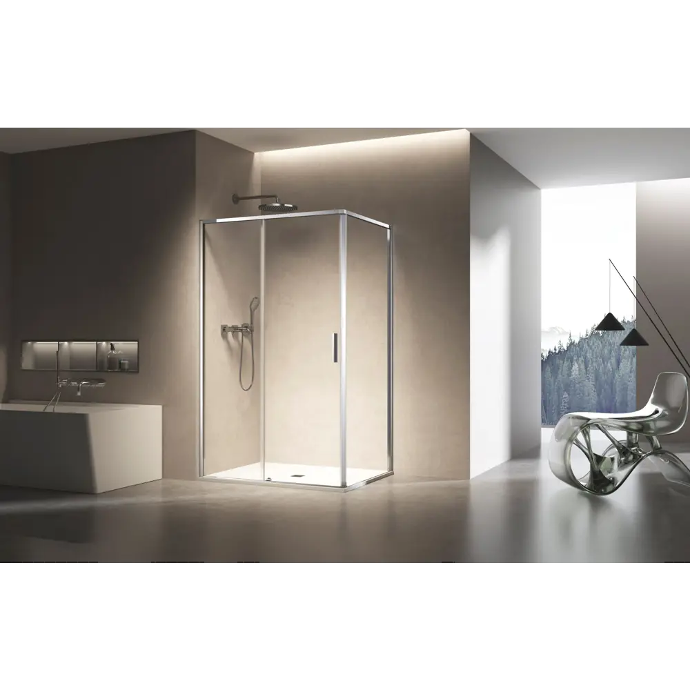 Фото 2 Душевой уголок Vincea Slim 8mm VSR-6SL9011CL прямоугольный 90x110см хромированный профиль эффект стекла прозрачное закаленное стекло