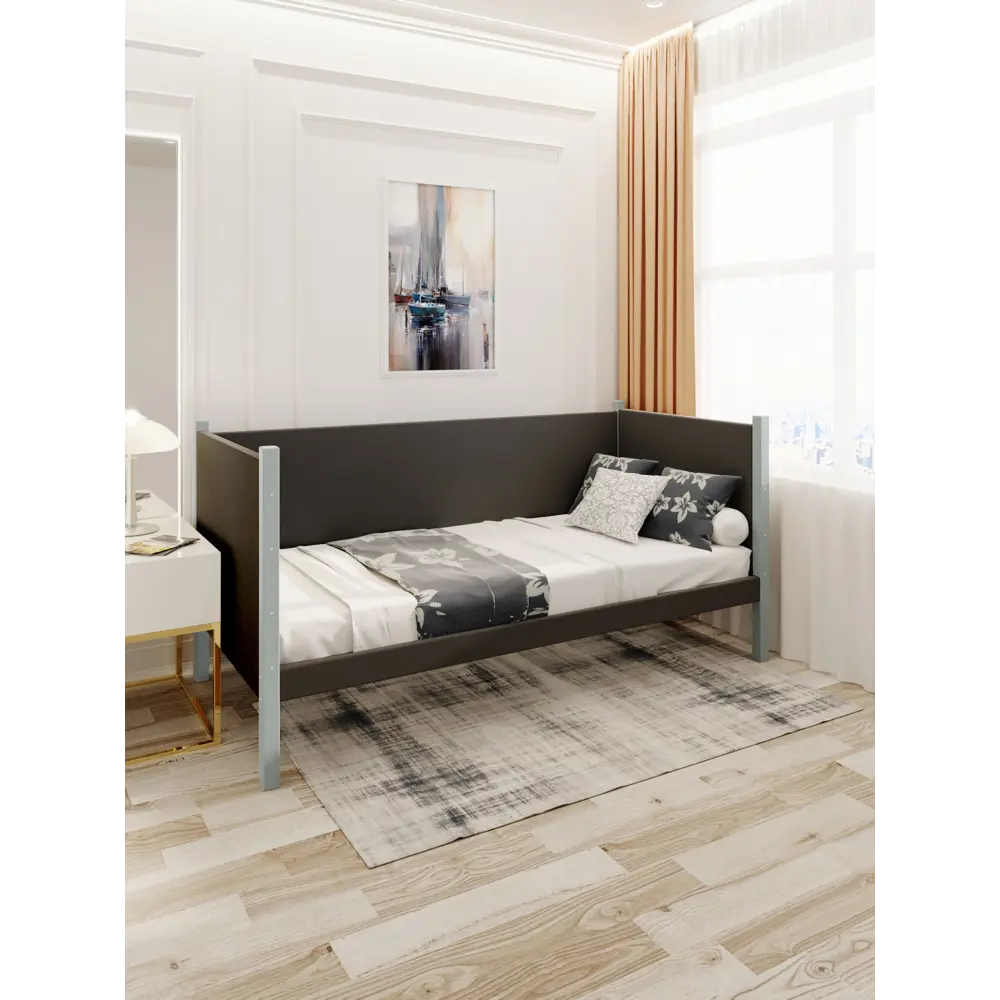 Фото 3 Кровать Solarius Тахта сплошное основание temser100-180gol-full 110 x 101 x 190 см дерево цвет темно-серый, голубой