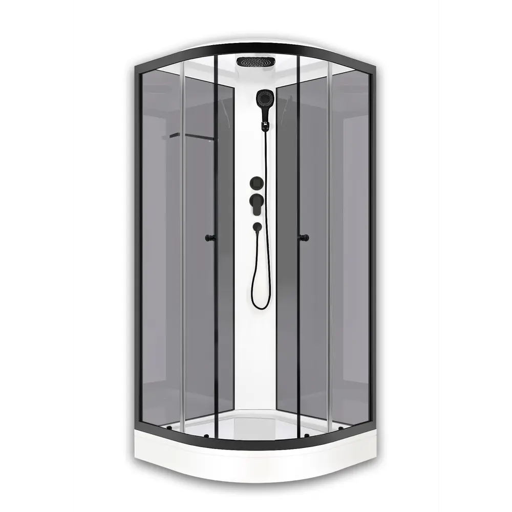 Фото 2 Душевая кабина Domani-Spa Delight Slim 99 90x90x218 низкий поддон, серые стенки, прозрачное стекло, графит профиль Фото 2 Душевая кабина Domani-Spa Delight Slim 99 90x90x218 низкий поддон, серые стенки, прозрачное стекло, графит профиль