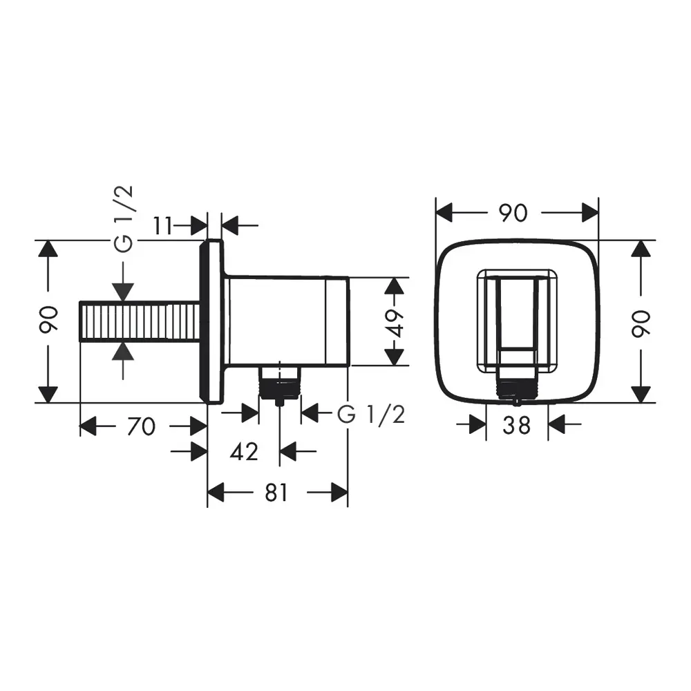 Фото 2 Держатель для душа Hansgrohe FixFit Q 26887000 цвет хром Фото 2 Держатель для душа Hansgrohe FixFit Q 26887000 цвет хром