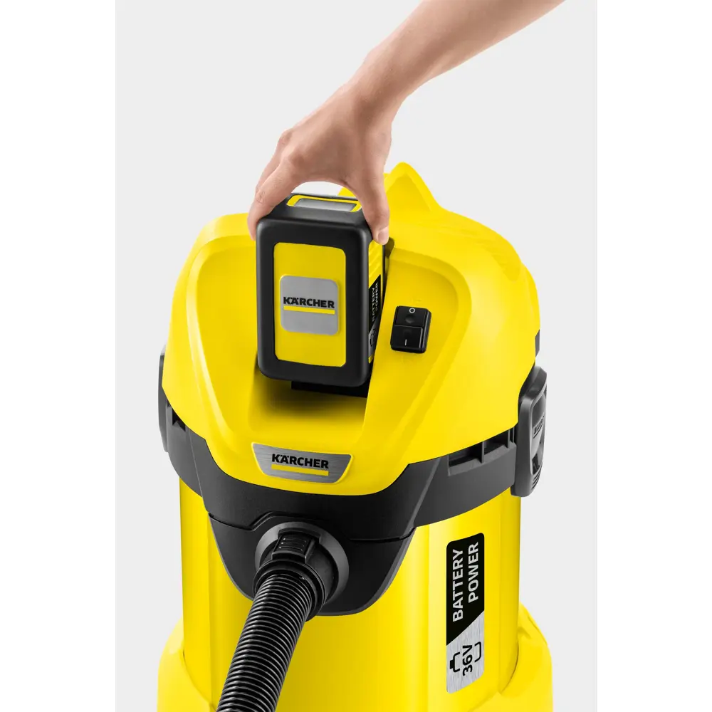 Фото 2 Пылесос строительный аккумуляторный Karcher WD 3 Battery Set, 300 Вт, 17 л Фото 2 Пылесос строительный аккумуляторный Karcher WD 3 Battery Set, 300 Вт, 17 л