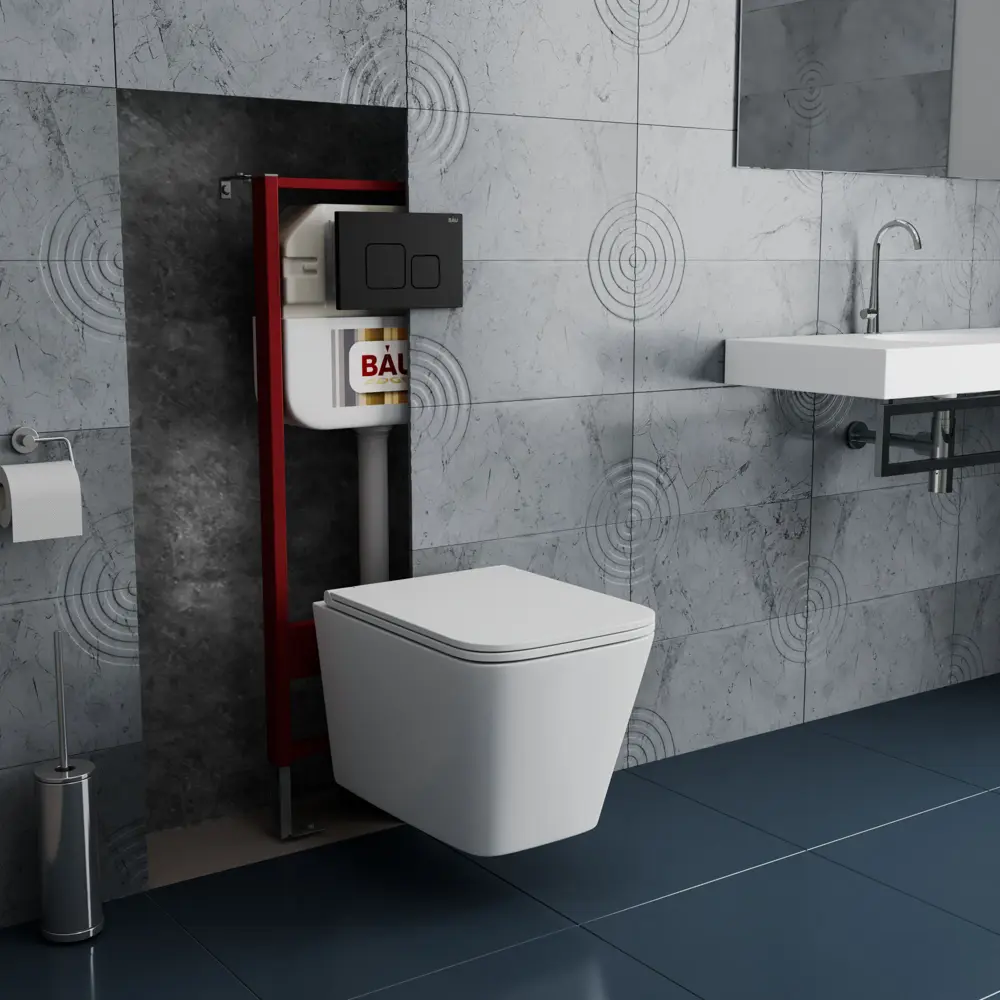 Фото Комплект BAUEDGE NEO45700-BS0002-Q00015 6 в 1: инсталляция 45, унитаз безободковый Stil, сиденье дюропласт, кнопка Soul, черная матовая Фото Комплект BAUEDGE NEO45700-BS0002-Q00015 6 в 1: инсталляция 45, унитаз безободковый Stil, сиденье дюропласт, кнопка Soul, черная матовая