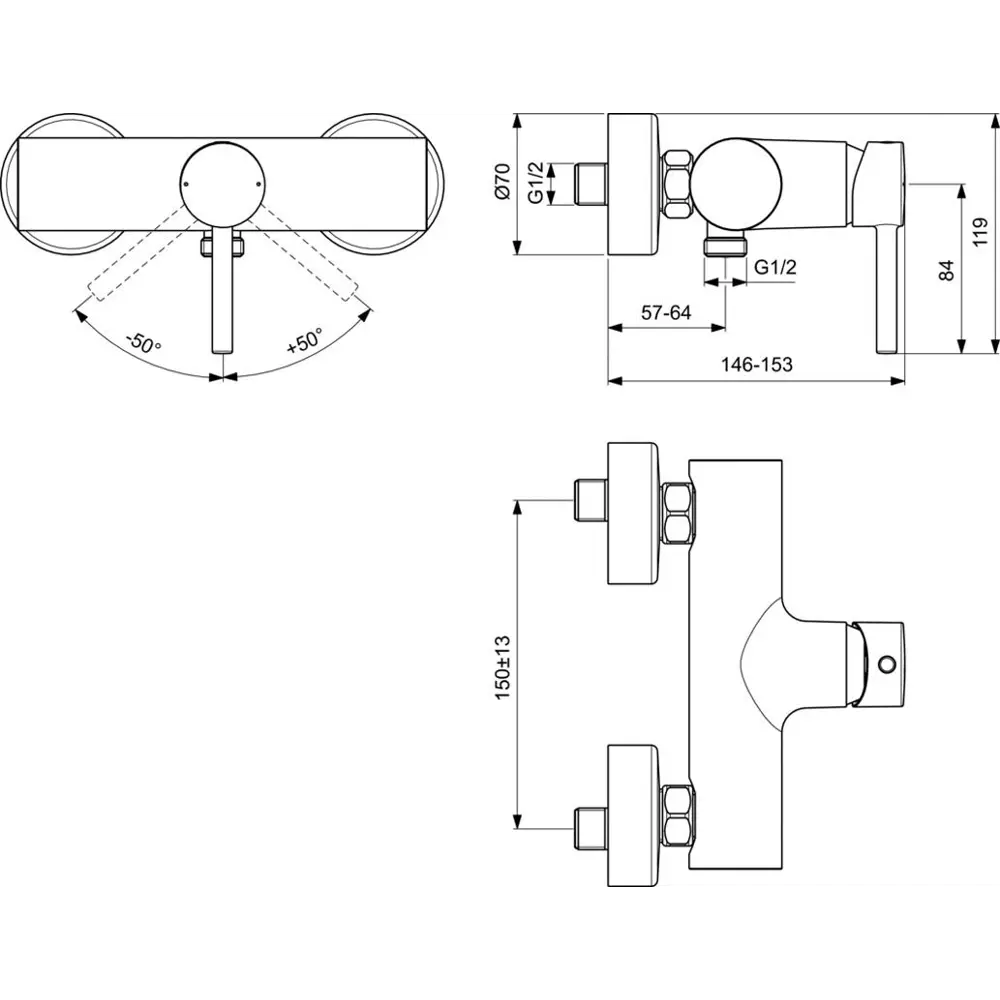 Фото 3 Смеситель для душа Ideal Standard Kolva BC674U5 однорычажный цвет белый Фото 3 Смеситель для душа Ideal Standard Kolva BC674U5 однорычажный цвет белый
