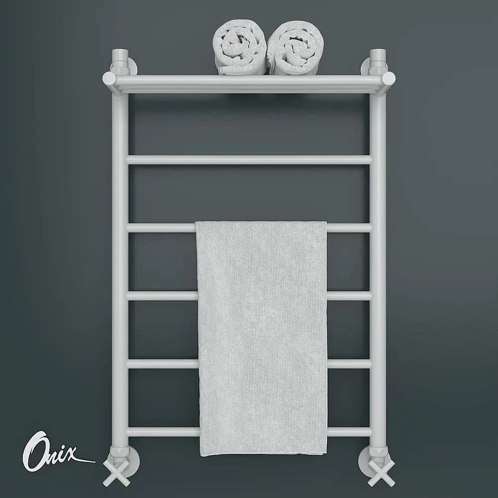 Фото 2 Полотенцесушитель водяной лестница Onix Classic plus pro white 80x50 см нижняя подводка нержавеющая сталь цвет белый Фото 2 Полотенцесушитель водяной лестница Onix Classic plus pro white 80x50 см нижняя подводка нержавеющая сталь цвет белый