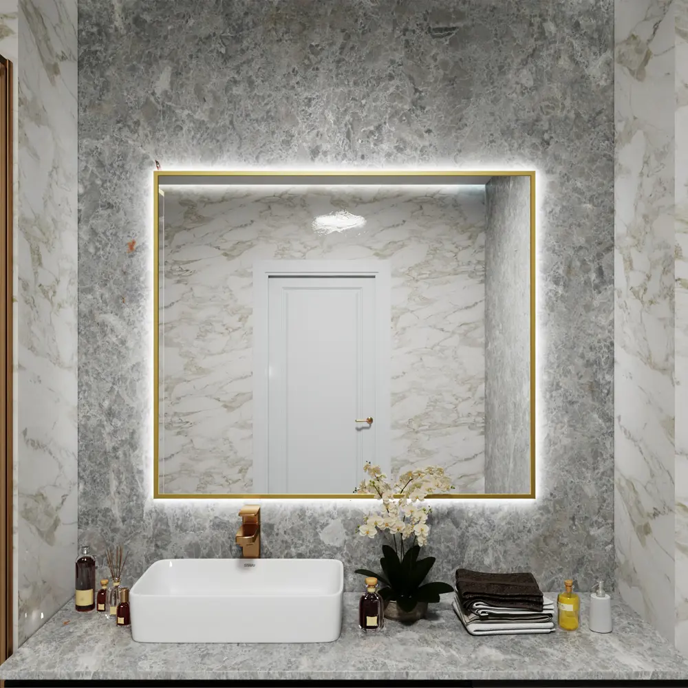 Фото 2 Зеркало со встроенной подсветкой One mirror 11090зсх 90x110 см Фото 2 Зеркало со встроенной подсветкой One mirror 11090зсх 90x110 см
