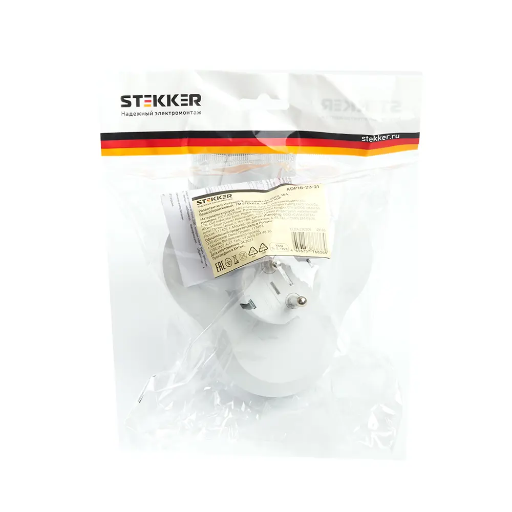 Фото 4 Разветвитель Stekker ADP16-23-21 3 розетки с заземлением 16 A цвет белый Фото 4 Разветвитель Stekker ADP16-23-21 3 розетки с заземлением 16 A цвет белый