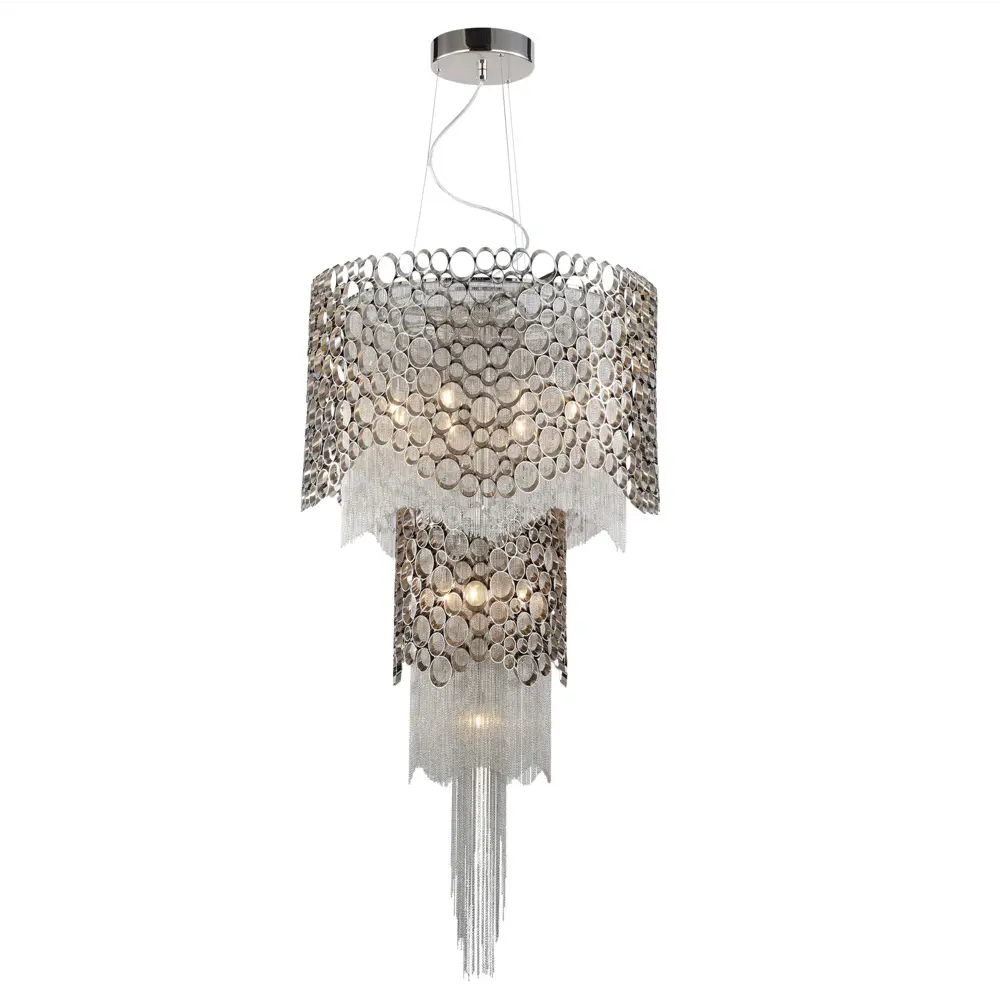 Фото Люстра подвесная Crystal Lux Hauberk sp-pl8+4 12 ламп 33 м² цвет никель Фото Люстра подвесная Crystal Lux Hauberk sp-pl8+4 12 ламп 33 м² цвет никель