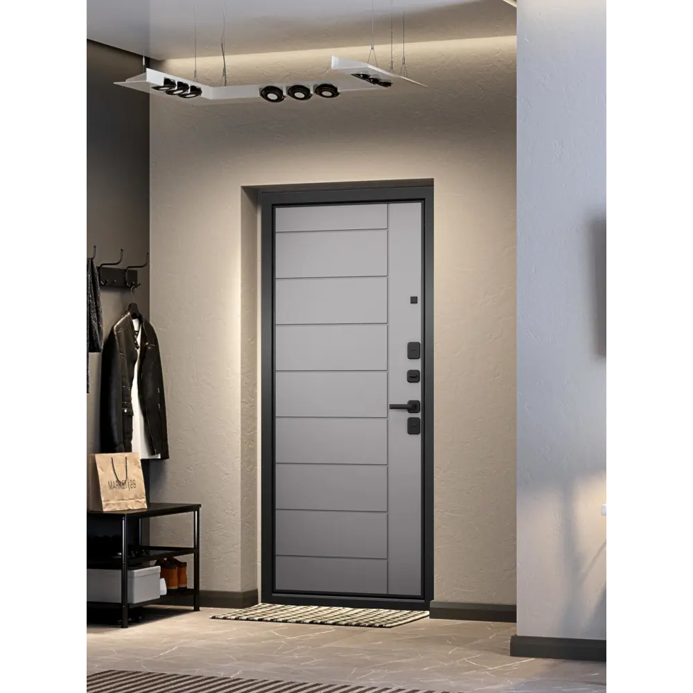 Фото 3 Входная дверь Unicorn Loft правый 205x96см цвет антрацит букле/эмаль светло-серая Фото 3 Входная дверь Unicorn Loft правый 205x96см цвет антрацит букле/эмаль светло-серая