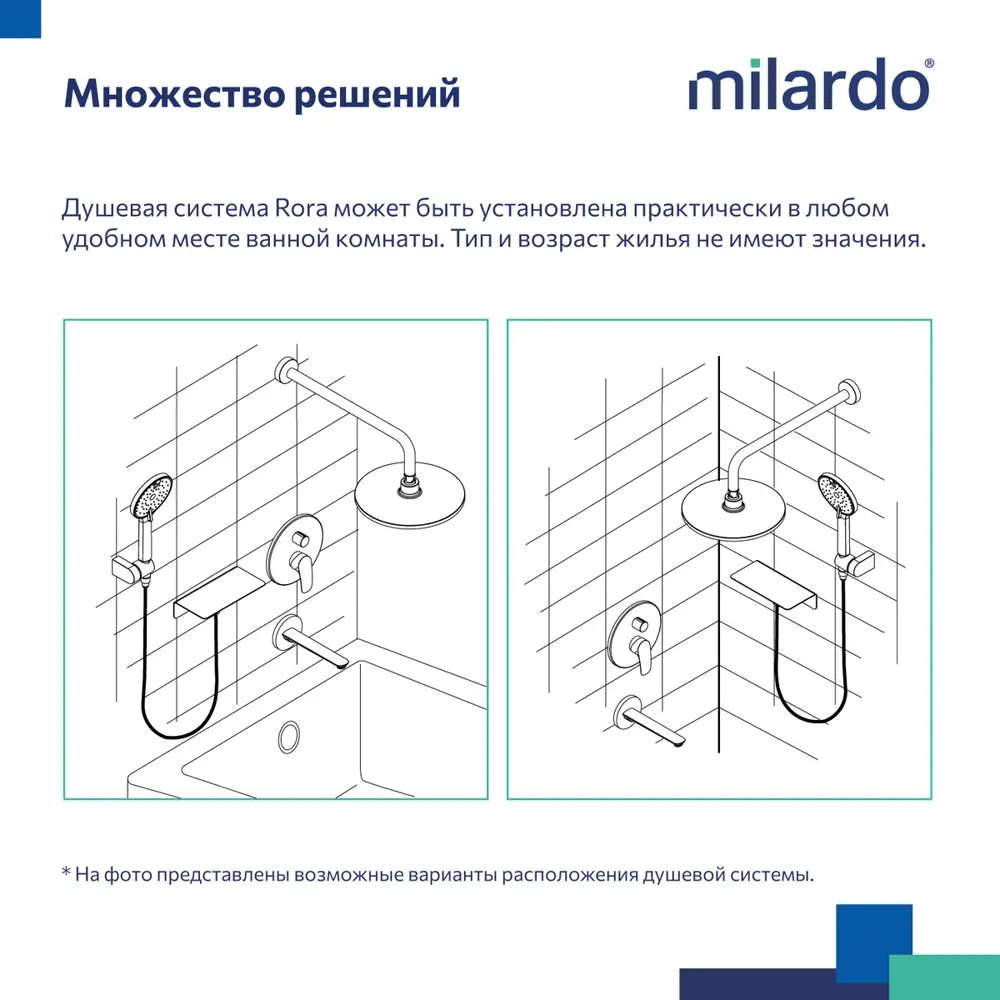 Фото 5 Комплект смесителей Milardo Rora ROR0001M70 2 в 1: Душевая система с изливом и смеситель для раковины цвет глянцевый хром, Фото 5 Комплект смесителей Milardo Rora ROR0001M70 2 в 1: Душевая система с изливом и смеситель для раковины цвет глянцевый хром,