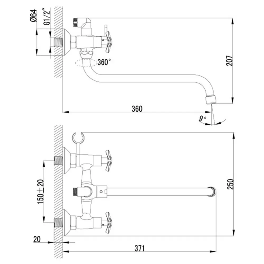 Фото 3 Смеситель для ванны lemark Partner LM6541C Фото 3 Смеситель для ванны lemark Partner LM6541C