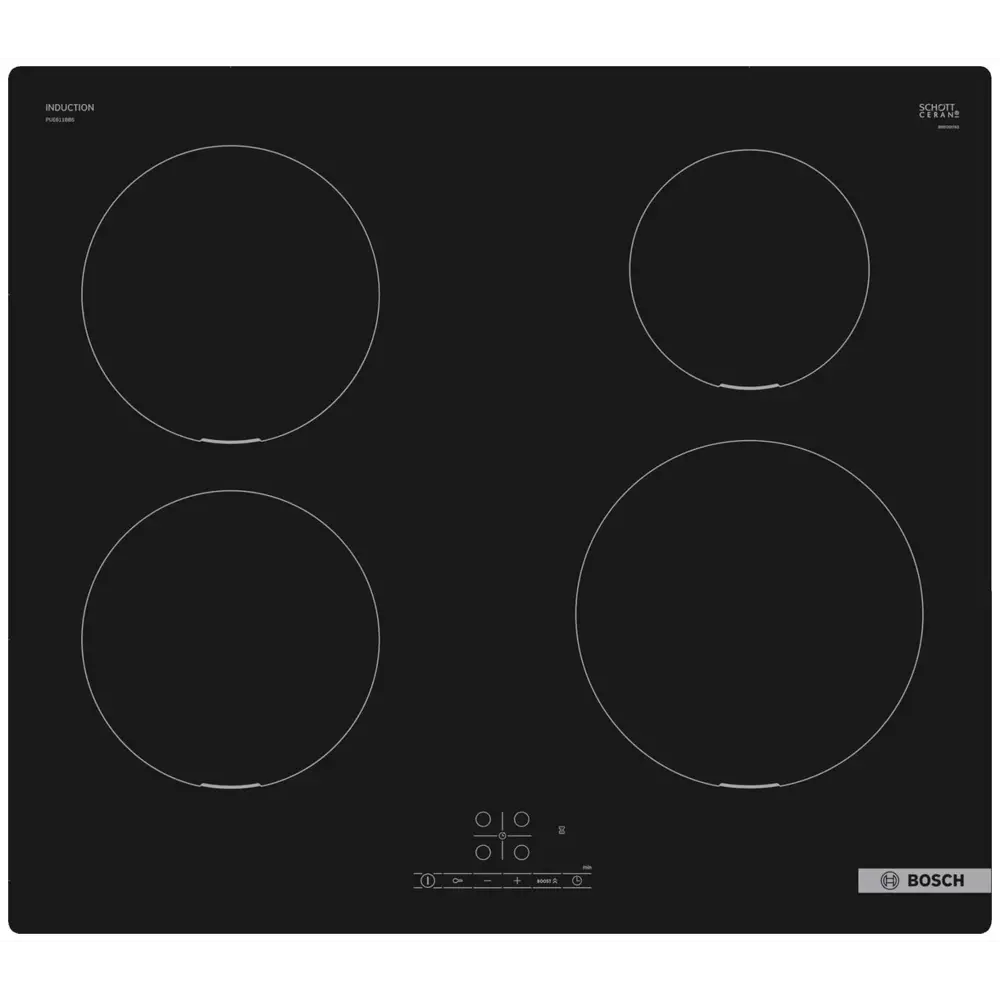 Фото Электрическая варочная панель Bosch PUE611BB5D 59.2 см 4 конфорки цвет черный 489772 Фото Электрическая варочная панель Bosch PUE611BB5D 59.2 см 4 конфорки цвет черный 489772