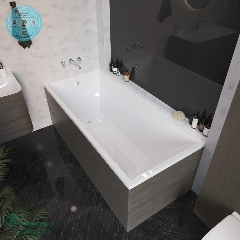 Фото 3 Прямоугольная ванна Marmo Bagno MB-M170-75 искусственный камень 170x75см Фото 3 Прямоугольная ванна Marmo Bagno MB-M170-75 искусственный камень 170x75см