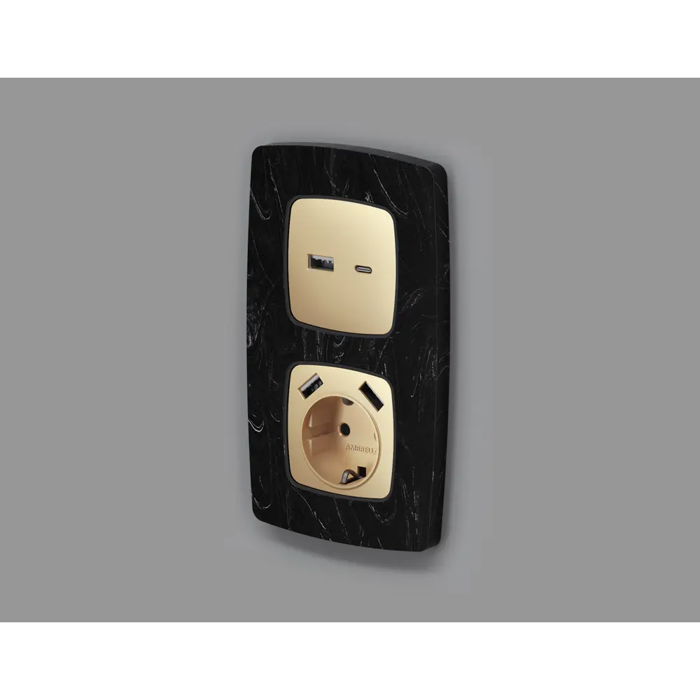 Фото 2 Накладка для розетки 2USB тип A+C Ambrella volt Omega OP6110 цвет шампань Фото 2 Накладка для розетки 2USB тип A+C Ambrella volt Omega OP6110 цвет шампань