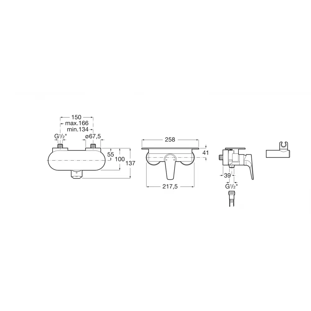 Фото 3 Смеситель для душа Roca Atlas однорычажный цвет хром 5A2190C0M