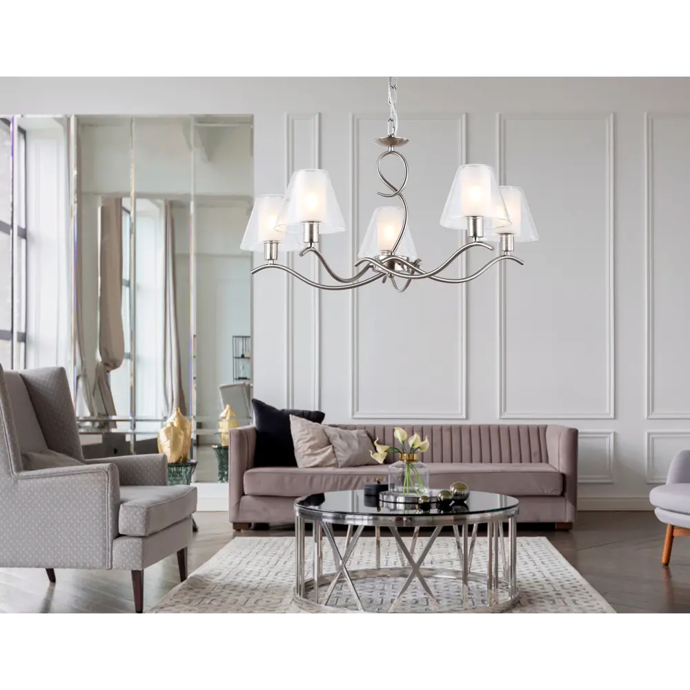 Фото 7 Люстра подвесная Ambrella Light High Ambr_lh57081 5 ламп 20 м² цвет белый матовый/никель Фото 7 Люстра подвесная Ambrella Light High Ambr_lh57081 5 ламп 20 м² цвет белый матовый/никель