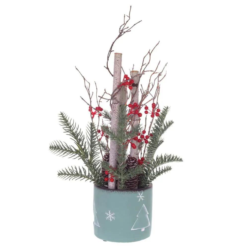 Фото Новогоднее украшение Новогодняя композиция 27x52x27 см цвет голубой Фото Новогоднее украшение Новогодняя композиция 27x52x27 см цвет голубой