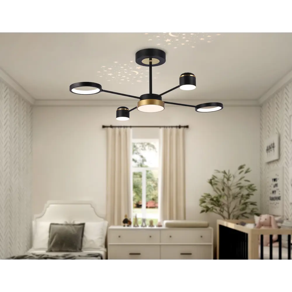 Фото 19 Люстра на штанге светодиодная Ambrella light Fl51632 с пультом управления 24 м² нейтральный белый свет цвет черный Фото 19 Люстра на штанге светодиодная Ambrella light Fl51632 с пультом управления 24 м² нейтральный белый свет цвет черный
