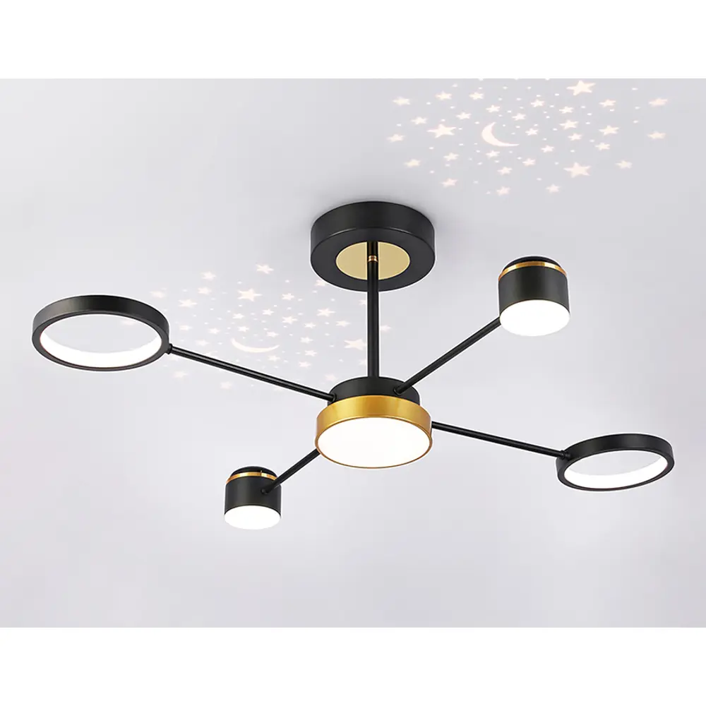 Фото 3 Люстра на штанге светодиодная Ambrella light Fl51632 с пультом управления 24 м² нейтральный белый свет цвет черный Фото 3 Люстра на штанге светодиодная Ambrella light Fl51632 с пультом управления 24 м² нейтральный белый свет цвет черный