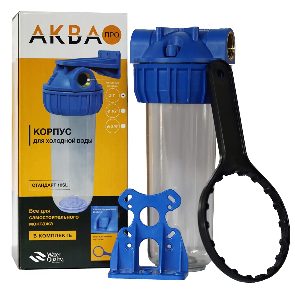 Фото Корпус магистрального фильтра Aquapro SL10 для ХВС 1/2" ВР полипропилен с картриджем прозрачный Фото Корпус магистрального фильтра Aquapro SL10 для ХВС 1/2" ВР полипропилен с картриджем прозрачный