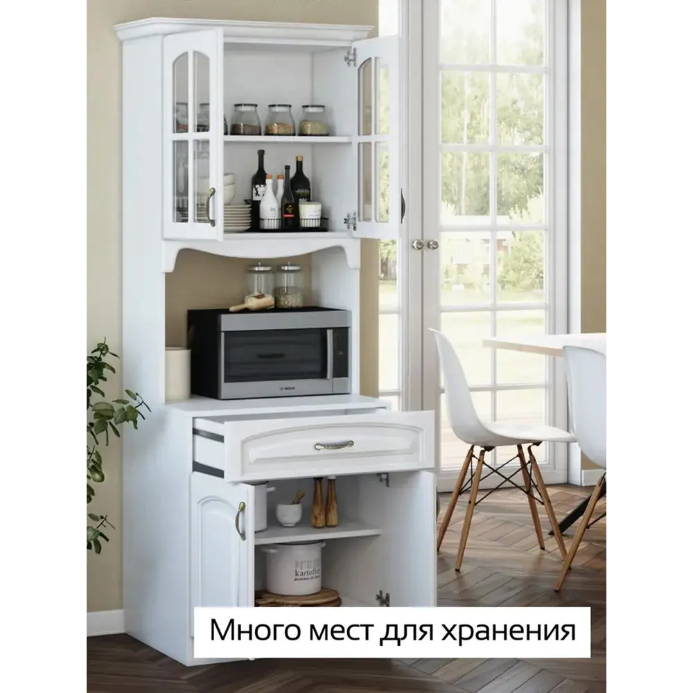 Фото 5 Шкаф-витрина Puzzlemebel Галиано 79.2x184x48.4 см ЛДСП цвет белый Фото 5 Шкаф-витрина Puzzlemebel Галиано 79.2x184x48.4 см ЛДСП цвет белый