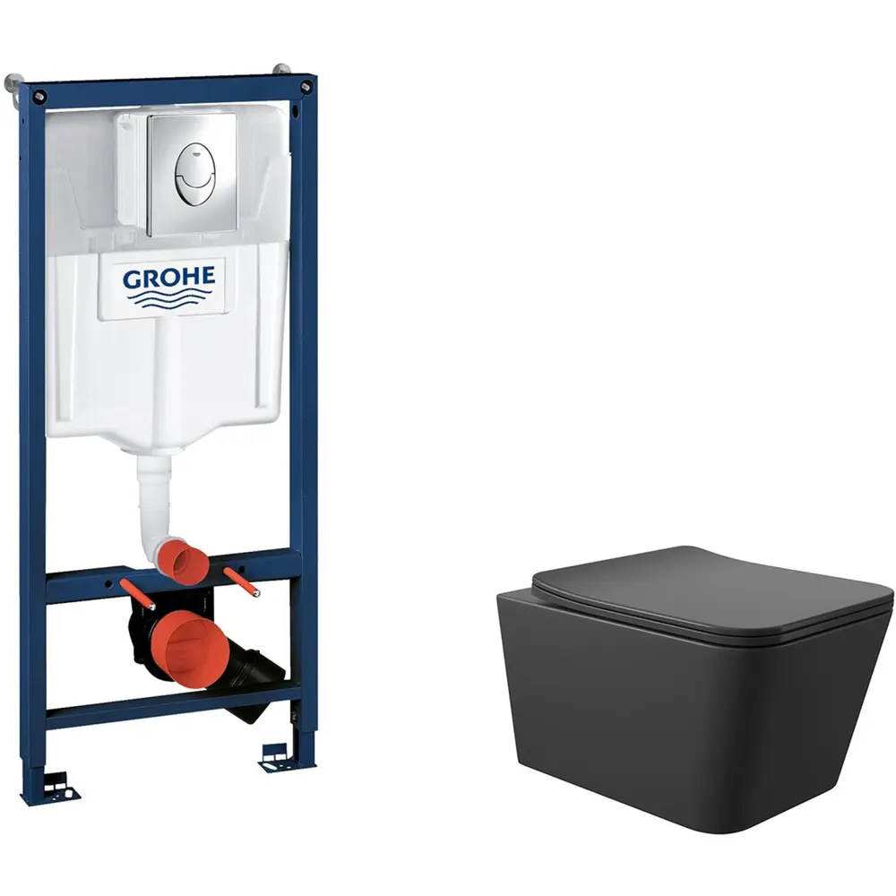 Фото 2 Инсталляция GROHE Rapid SL с клавишей смыва Skate Air (3 реж) 3-в-1 (113 м)(38721001) и унитаз 52x37 Soft-Close черный матовый квадрат Фото 2 Инсталляция GROHE Rapid SL с клавишей смыва Skate Air (3 реж) 3-в-1 (113 м)(38721001) и унитаз 52x37 Soft-Close черный матовый квадрат