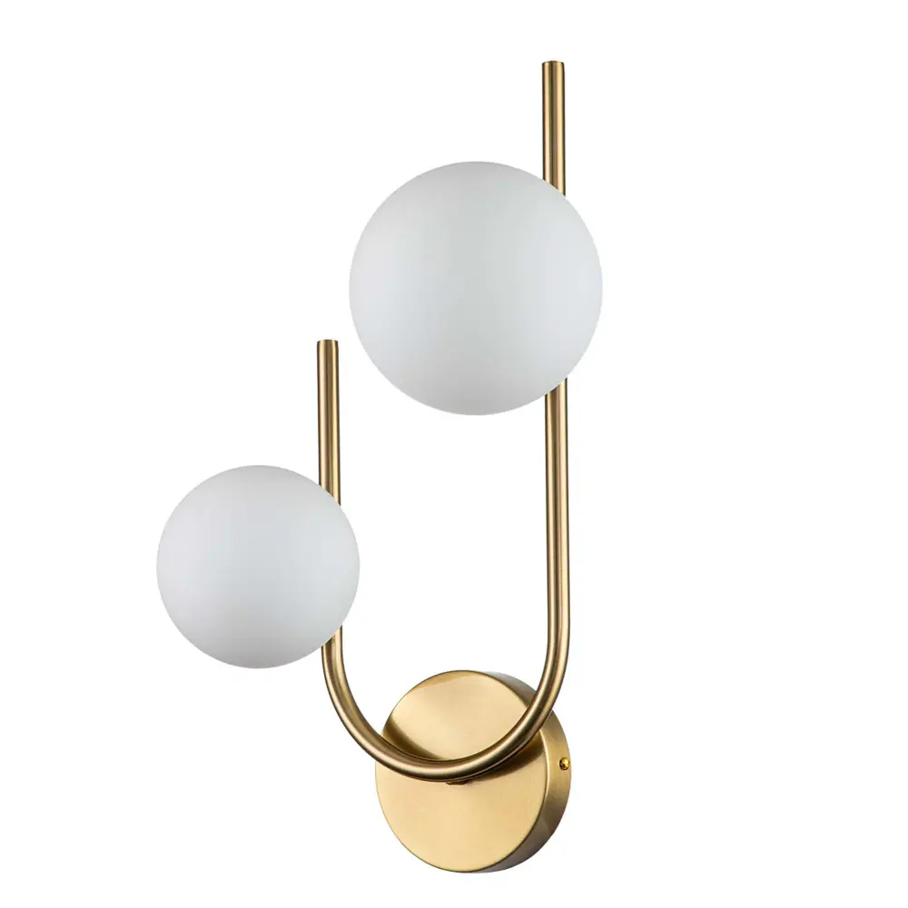 Фото 2 Настенный светильник Escada Sphere Esc_642_2a_brass цвет белый/бронза Фото 2 Настенный светильник Escada Sphere Esc_642_2a_brass цвет белый/бронза