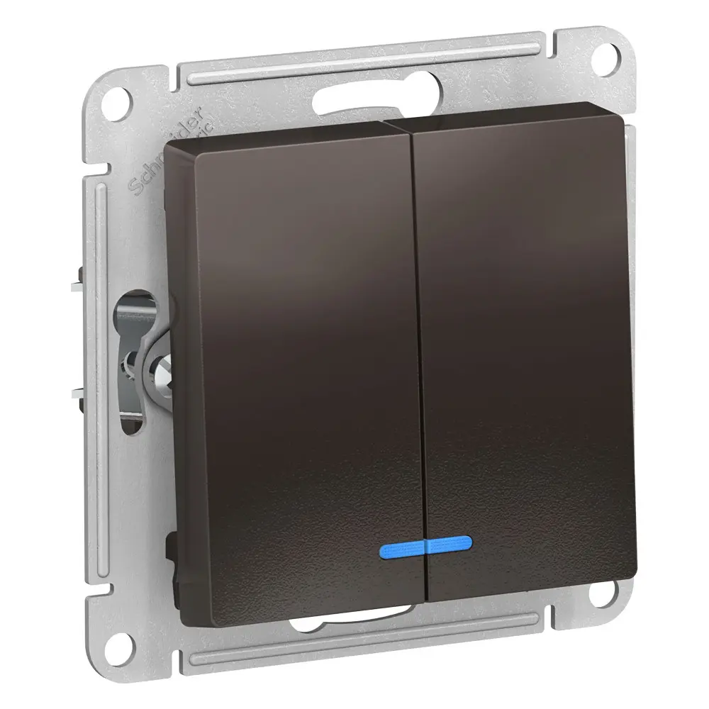 Фото Выключатель встраиваемый Systeme electric AtlasDesign ATN000653 2 клавиши с подсветкой цвет коричневый Фото Выключатель встраиваемый Systeme electric AtlasDesign ATN000653 2 клавиши с подсветкой цвет коричневый