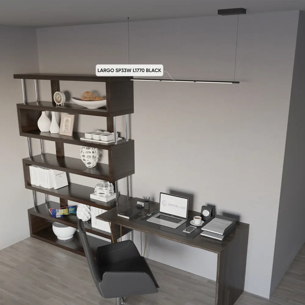 Фото 4 Светильник подвесной светодиодный Crystal Lux 233_0780 6 м² нейтральный белый свет цвет черный Фото 4 Светильник подвесной светодиодный Crystal Lux 233_0780 6 м² нейтральный белый свет цвет черный