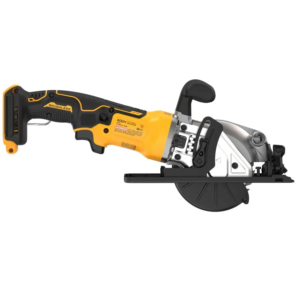 Фото 4 Пила циркулярная аккумуляторная бесщеточная Dewalt DCS571P2T, 18 В Li-Ion 2x5 Ач, 115 мм Фото 4 Пила циркулярная аккумуляторная бесщеточная Dewalt DCS571P2T, 18 В Li-Ion 2x5 Ач, 115 мм