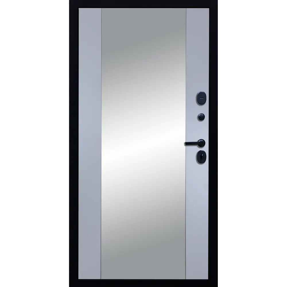 Фото 2 Входная дверь Diva STR МХ-45 205x96см левый цвет Д15 силк маус/черный кварц с зеркалом