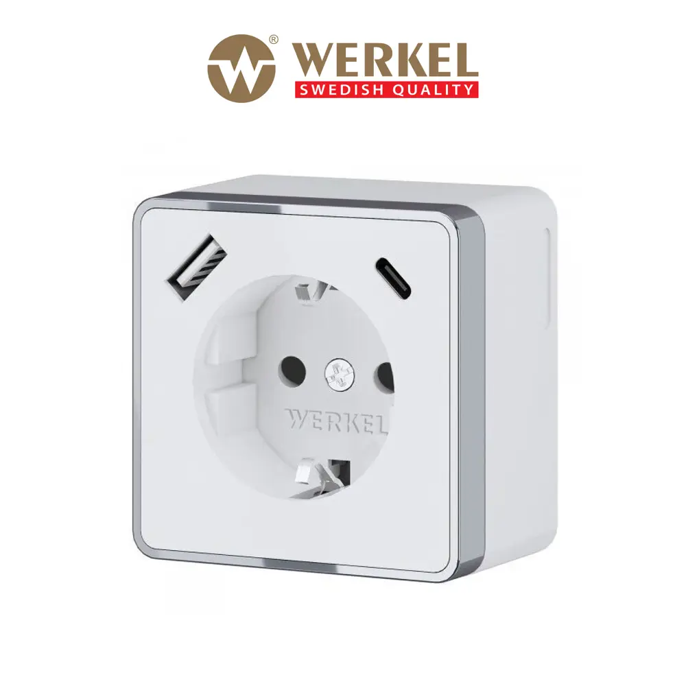 Фото Розетка USB накладная Werkel Gallant W5071701 с заземлением со шторкой цвет белый Фото Розетка USB накладная Werkel Gallant W5071701 с заземлением со шторкой цвет белый