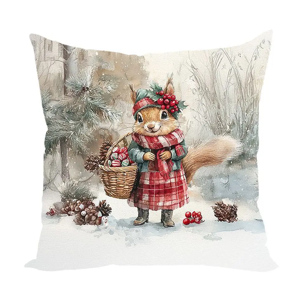Фото Подушка декоративная Zaberite Белочка Берта в Новогоднем лесу 4306, 40x40 см Фото Подушка декоративная Zaberite Белочка Берта в Новогоднем лесу 4306, 40x40 см
