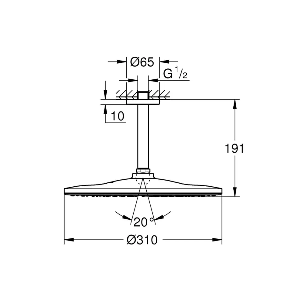 Фото 4 Лейка для верхнего душа GROHE Rainshower Mono 310 14.2 см цвет фантомный черный Фото 4 Лейка для верхнего душа GROHE Rainshower Mono 310 14.2 см цвет фантомный черный