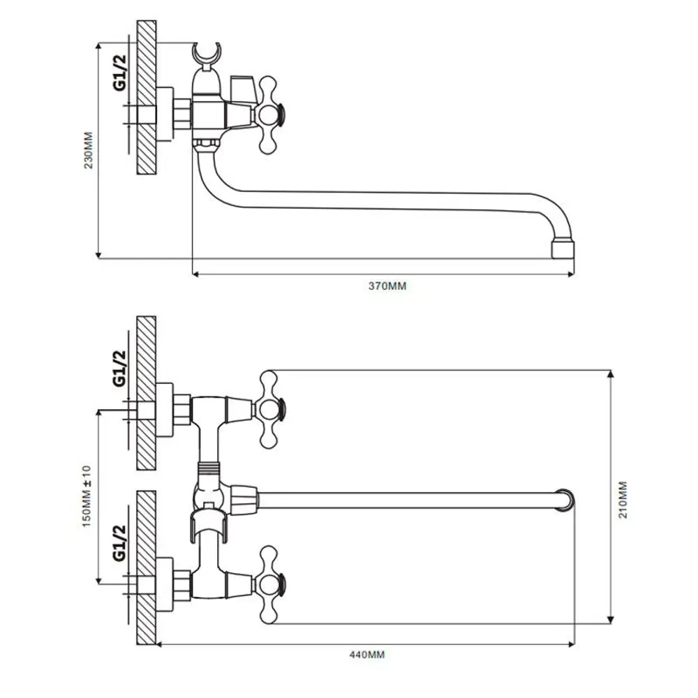 Фото 2 Смеситель для ванны Maxonor MN2208-2 двухвентильный цвет хром