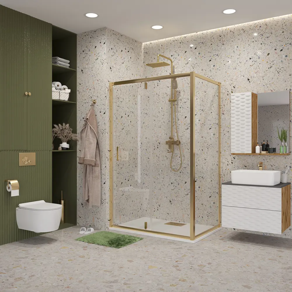 Фото 4 Душевой уголок Niagara NG-43-12AG-A70G прямоугольник 120x70см золото профиль эффект стекла прозрачный Фото 4 Душевой уголок Niagara NG-43-12AG-A70G прямоугольник 120x70см золото профиль эффект стекла прозрачный