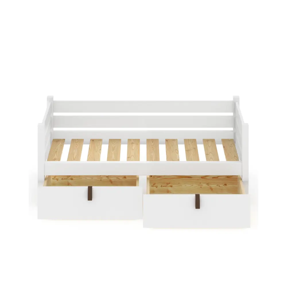 Фото 2 Тахта односпальная Solarius реечное основание с 2 выкатными ящиками 110x63x180 см сосна цвет белый Фото 2 Тахта односпальная Solarius реечное основание с 2 выкатными ящиками 110x63x180 см сосна цвет белый