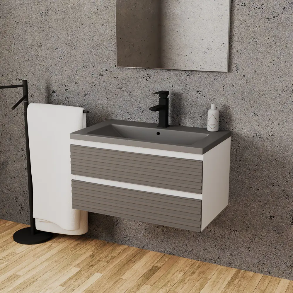 Фото 5 Тумба под раковину подвесная Bauedge SD5618 74.2см с раковиной цвет белый Фото 5 Тумба под раковину подвесная Bauedge SD5618 74.2см с раковиной цвет белый