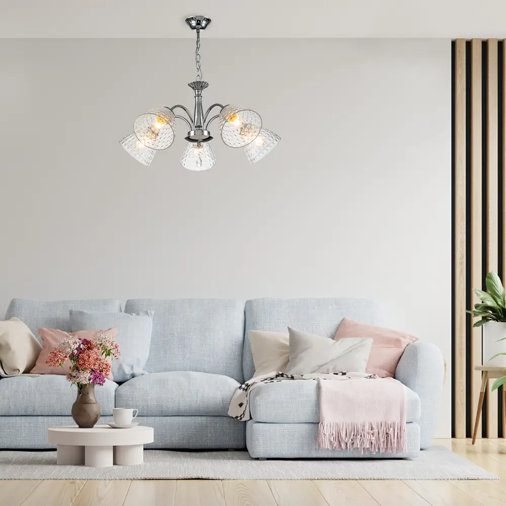 Фото 6 Люстра подвесная Escada Freesia Esc_658_5pl_chrome 5 ламп 10 м² цвет серый/серебристый Фото 6 Люстра подвесная Escada Freesia Esc_658_5pl_chrome 5 ламп 10 м² цвет серый/серебристый