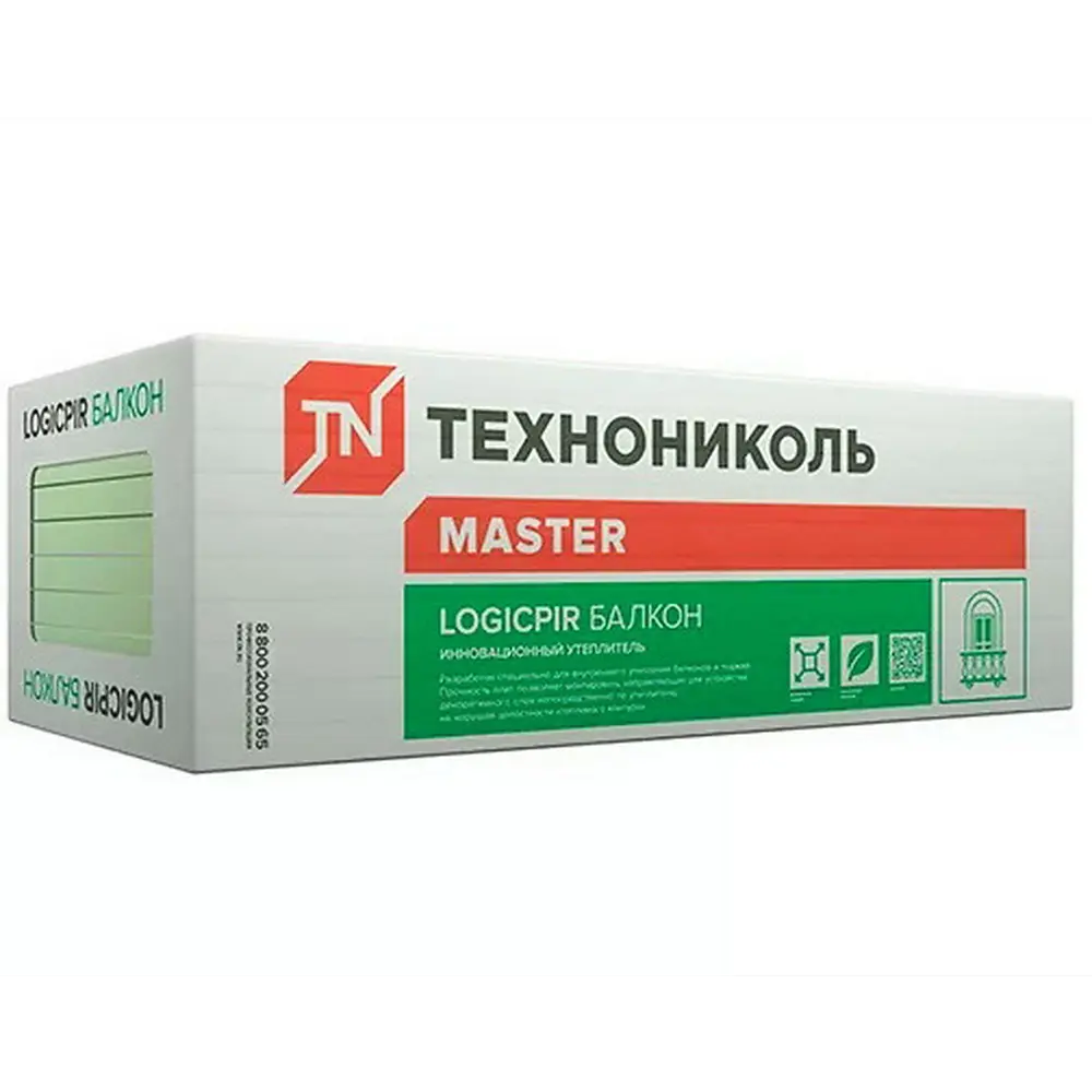 Фото Теплоизоляционная PIR-плита Технониколь Master Logicpir Балкон Ф/Ф L-кромка 1200x600x20мм 12шт 8.64м² Фото Теплоизоляционная PIR-плита Технониколь Master Logicpir Балкон Ф/Ф L-кромка 1200x600x20мм 12шт 8.64м²