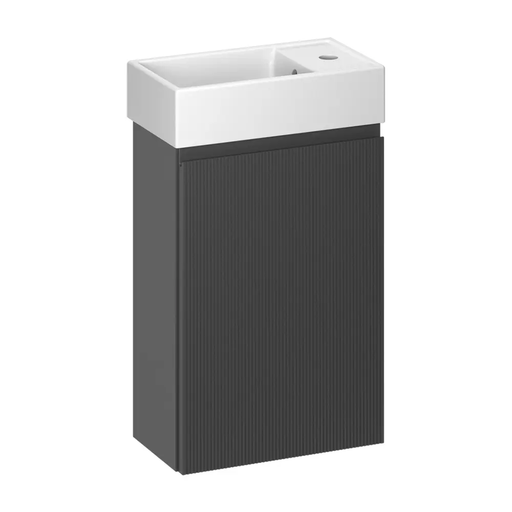 Фото 2 Тумба с раковиной подвесная Wellsee WC Area 20216823R с донным клапаном цвет серый/серебристый Фото 2 Тумба с раковиной подвесная Wellsee WC Area 20216823R с донным клапаном цвет серый/серебристый