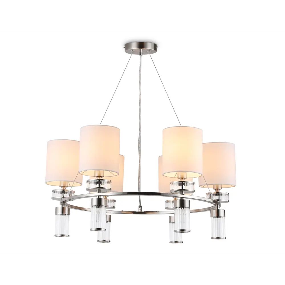 Фото Люстра подвесная Ambrella Light High Ambr_lh71291 6 ламп 23 м² цвет белый/никель Фото Люстра подвесная Ambrella Light High Ambr_lh71291 6 ламп 23 м² цвет белый/никель