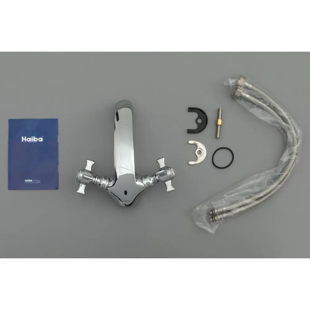 Фото 3 Смеситель для раковины Haiba HB1024 00288827 двухвентильный цвет хром Фото 3 Смеситель для раковины Haiba HB1024 00288827 двухвентильный цвет хром
