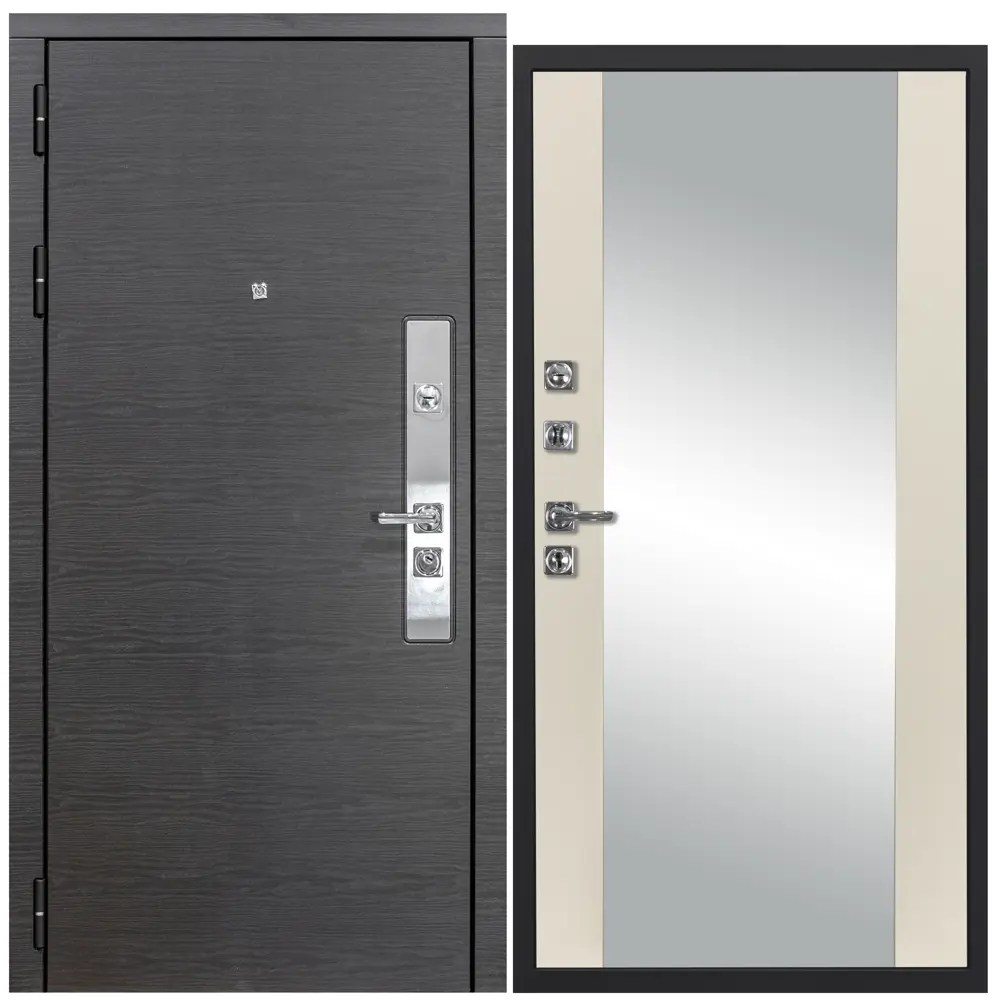 Фото Входная дверь Diva STR МХ-39 205x96см левый цвет Д15 софт шампань/венге с зеркалом