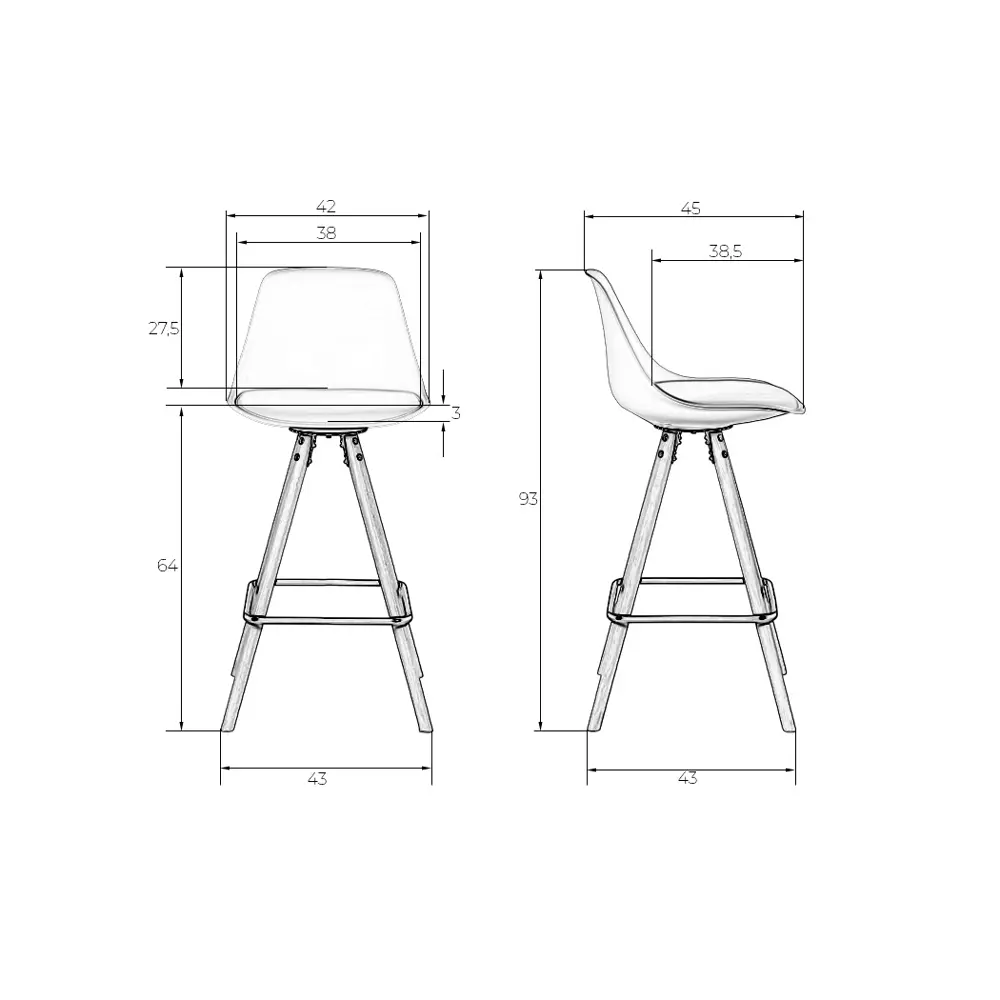 Фото 3 Барный стул Dobrin Ronni lmZL-PP759A-1 43x93x45 см цвет черный 2 шт
