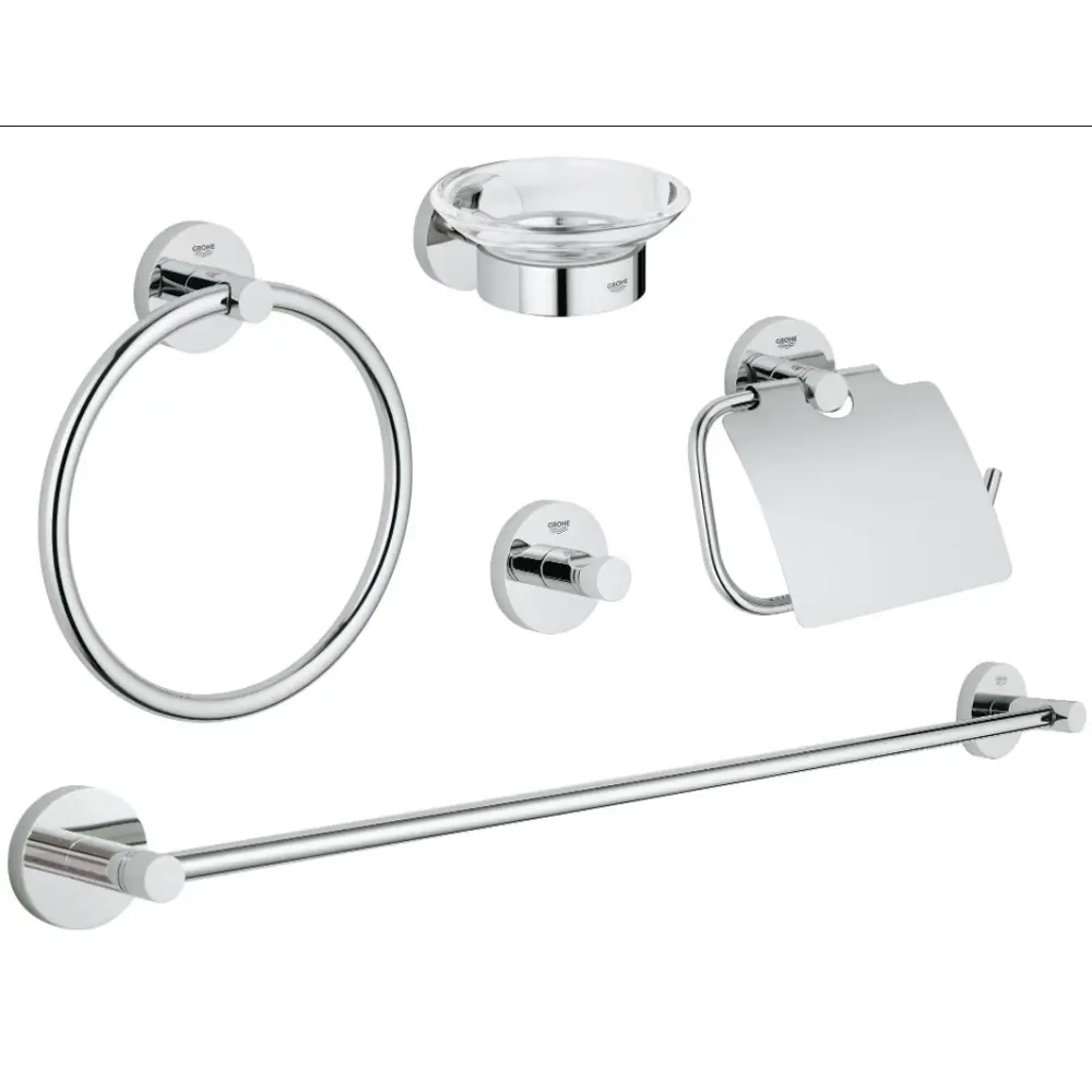 Фото Набор аксессуаров для ванной комнаты Grohe Essentials 40344001 из 5 предметов цвет хром Фото Набор аксессуаров для ванной комнаты Grohe Essentials 40344001 из 5 предметов цвет хром