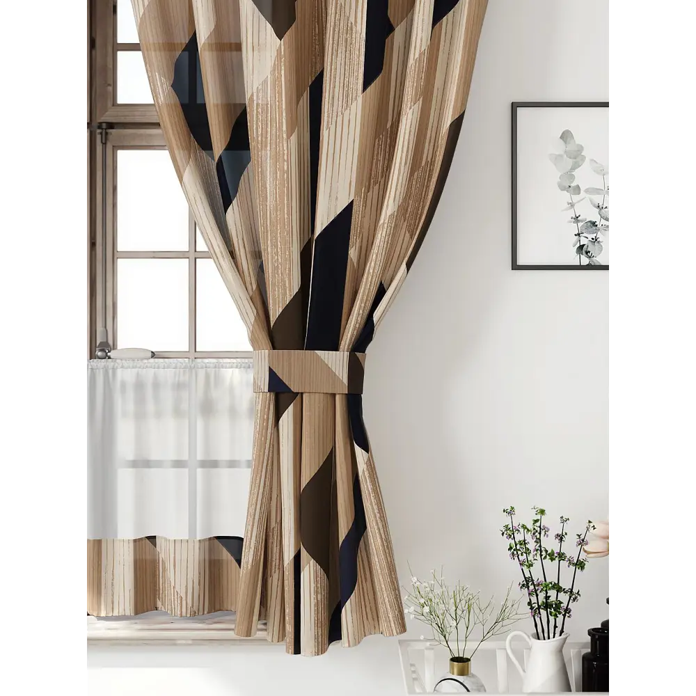 Фото 5 Комплект штор Comfy way CW705190-160 на шторной ленте 160x150 см цвет бежевый, серый Фото 5 Комплект штор Comfy way CW705190-160 на шторной ленте 160x150 см цвет бежевый, серый