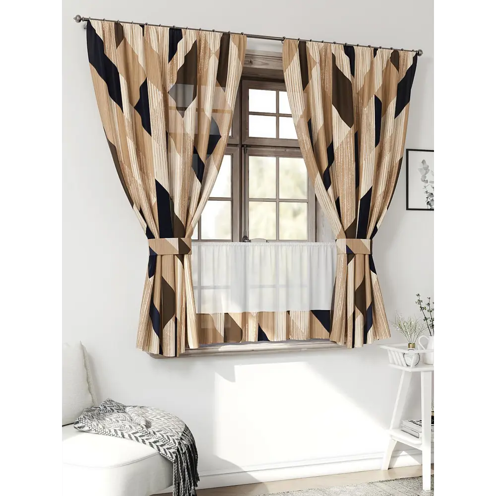 Фото 3 Комплект штор Comfy way CW705190-160 на шторной ленте 160x150 см цвет бежевый, серый Фото 3 Комплект штор Comfy way CW705190-160 на шторной ленте 160x150 см цвет бежевый, серый