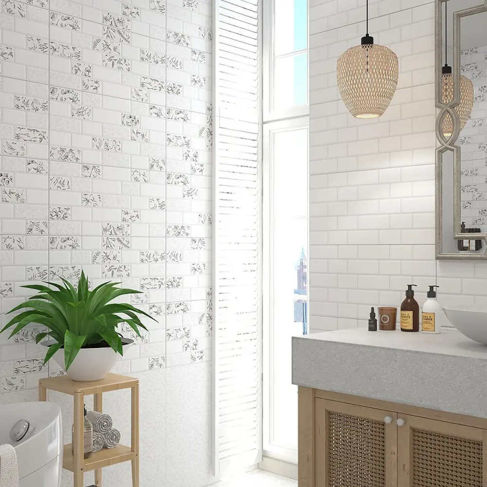 Фото 3 Керамическая плитка Керамин Мирабель CDB00020362 30x60см 1.98 м² цвет белый, цена за упаковку Фото 3 Керамическая плитка Керамин Мирабель CDB00020362 30x60см 1.98 м² цвет белый, цена за упаковку