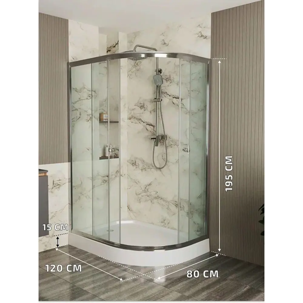 Фото 4 Душевой уголок Bauedge Dream Hit TY0032L с поддоном 120x85x195, прозрачное закаленное стекло, хромированный профиль, левая Фото 4 Душевой уголок Bauedge Dream Hit TY0032L с поддоном 120x85x195, прозрачное закаленное стекло, хромированный профиль, левая